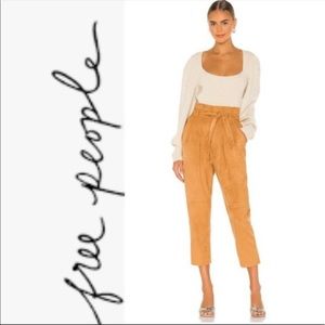 FREE PEOPLE Nightfall Vegan Suede Pant Camel Size 14 Carrot Pants